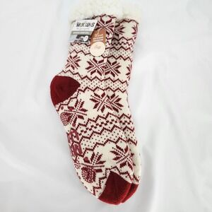 Muk Luks NWT Fair Isle Snowflake Cabin Socks Womens L/XL(8-10) Cozy Warm Winter